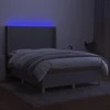 Lova su spyruoklėmis/čiužiniu/LED, pilka, 140x190 cm, audinys