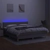 Lova su spyruoklėmis/čiužiniu/LED, pilka, 180x200 cm, audinys