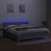 Lova su spyruoklėmis/čiužiniu/LED, pilka, 180x200 cm, audinys
