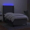 Lova su spyruoklėmis/čiužiniu/LED, pilka, 90x200 cm, audinys