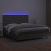 Lova su spyruoklėmis/čiužiniu/LED, pilka 180x200cm dirbtinė oda
