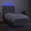 Lova su spyruoklėmis/čiužiniu/LED, pilka, 80x200cm, audinys