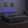 Lova su spyruoklėmis/čiužiniu/LED, pilka, 180x200 cm, audinys