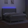 Lova su spyruoklėmis/čiužiniu/LED, pilka, 180x200 cm, audinys