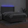 Lova su spyruoklėmis/čiužiniu/LED, pilka 140x200cm dirbtinė oda