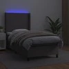 Lova su spyruoklėmis/čiužiniu/LED, pilka, 90x200cm dirbtinė oda