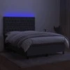 Lova su spyruoklėmis/čiužiniu/LED, pilka, 140x190 cm, audinys
