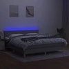 Lova su spyruoklėmis/čiužiniu/LED, pilka, 180x200 cm, audinys