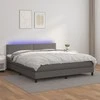 Lova su spyruoklėmis/čiužiniu/LED, pilka 180x200cm dirbtinė oda