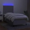 Lova su spyruoklėmis/čiužiniu/LED, pilka, 90x200 cm, audinys