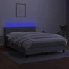 Lova su spyruoklėmis/čiužiniu/LED, pilka, 140x190 cm, audinys