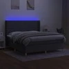 Lova su spyruoklėmis/čiužiniu/LED, pilka, 180x200 cm, audinys