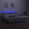 Lova su spyruoklėmis/čiužiniu/LED, pilka, 200x200 cm, audinys