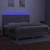 Lova su spyruoklėmis/čiužiniu/LED, pilka, 200x200 cm, audinys