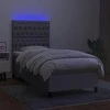 Lova su spyruoklėmis/čiužiniu/LED, pilka, 90x200 cm, audinys