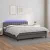 Lova su spyruoklėmis/čiužiniu/LED, pilka 160x200cm dirbtinė oda