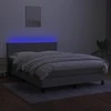 Lova su spyruoklėmis/čiužiniu/LED, pilka, 140x200 cm, audinys