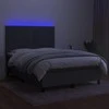 Lova su spyruoklėmis/čiužiniu/LED, pilka, 140x190 cm, audinys
