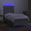 Lova su spyruoklėmis/čiužiniu/LED, pilka, 80x200cm, audinys