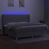 Lova su spyruoklėmis/čiužiniu/LED, pilka, 200x200 cm, audinys