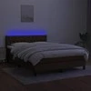 Lova su spyruoklėmis/čiužiniu/LED, ruda, 140x190 cm, audinys