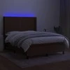 Lova su spyruoklėmis/čiužiniu/LED, ruda, 140x190 cm, audinys