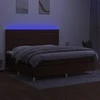 Lova su spyruoklėmis/čiužiniu/LED, ruda, 200x200 cm, audinys
