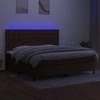 Lova su spyruoklėmis/čiužiniu/LED, ruda, 200x200 cm, audinys