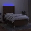 Lova su spyruoklėmis/čiužiniu/LED, ruda, 90x190 cm, audinys