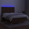 Lova su spyruoklėmis/čiužiniu/LED, ruda, 140x190 cm, audinys