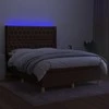 Lova su spyruoklėmis/čiužiniu/LED, ruda, 140x190 cm, audinys