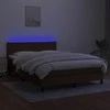 Lova su spyruoklėmis/čiužiniu/LED, ruda, 140x190 cm, audinys
