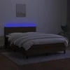 Lova su spyruoklėmis/čiužiniu/LED, ruda, 140x200 cm, audinys