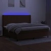 Lova su spyruoklėmis/čiužiniu/LED, ruda, 200x200 cm, audinys