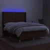 Lova su spyruoklėmis/čiužiniu/LED, ruda, 140x200 cm, audinys