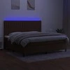Lova su spyruoklėmis/čiužiniu/LED, ruda, 200x200 cm, audinys
