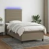 Lova su spyruoklėmis/čiužiniu/LED, taupe, 90x190 cm, audinys