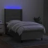 Lova su spyruoklėmis/čiužiniu/LED, taupe, 90x200 cm, audinys