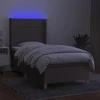 Lova su spyruoklėmis/čiužiniu/LED, taupe, 90x190 cm, audinys