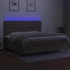 Lova su spyruoklėmis/čiužiniu/LED, taupe, 200x200 cm, audinys