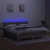 Lova su spyruoklėmis/čiužiniu/LED, taupe, 180x200 cm, audinys