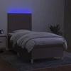 Lova su spyruoklėmis/čiužiniu/LED, taupe, 90x190 cm, audinys
