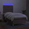 Lova su spyruoklėmis/čiužiniu/LED, taupe, 80x200cm, audinys