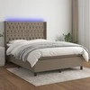 Lova su spyruoklėmis/čiužiniu/LED, taupe, 140x190 cm, audinys