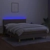 Lova su spyruoklėmis/čiužiniu/LED, taupe, 140x190 cm, audinys