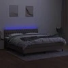 Lova su spyruoklėmis/čiužiniu/LED, taupe, 180x200 cm, audinys