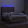 Lova su spyruoklėmis/čiužiniu/LED, taupe, 140x200 cm, audinys