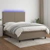 Lova su spyruoklėmis/čiužiniu/LED, taupe, 140x190 cm, audinys