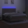 Lova su spyruoklėmis/čiužiniu/LED, taupe, 160x200 cm, audinys