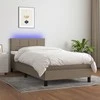 Lova su spyruoklėmis/čiužiniu/LED, taupe, 90x190 cm, audinys